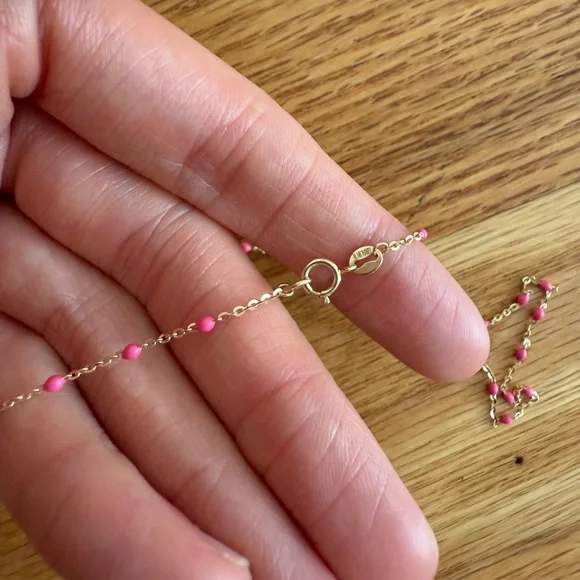 14K Yellow Gold & Enamel Beaded Cable Chain Necklace - Picture 3 of 3